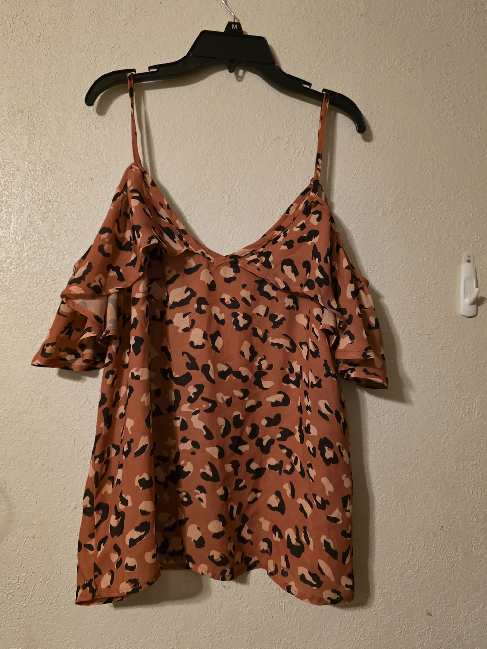 Grayson Threads Rust Leopard Cold-Shoulder Blouse